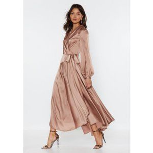 Nasty Gal Satin Wrap Maxi Dress | Size 6